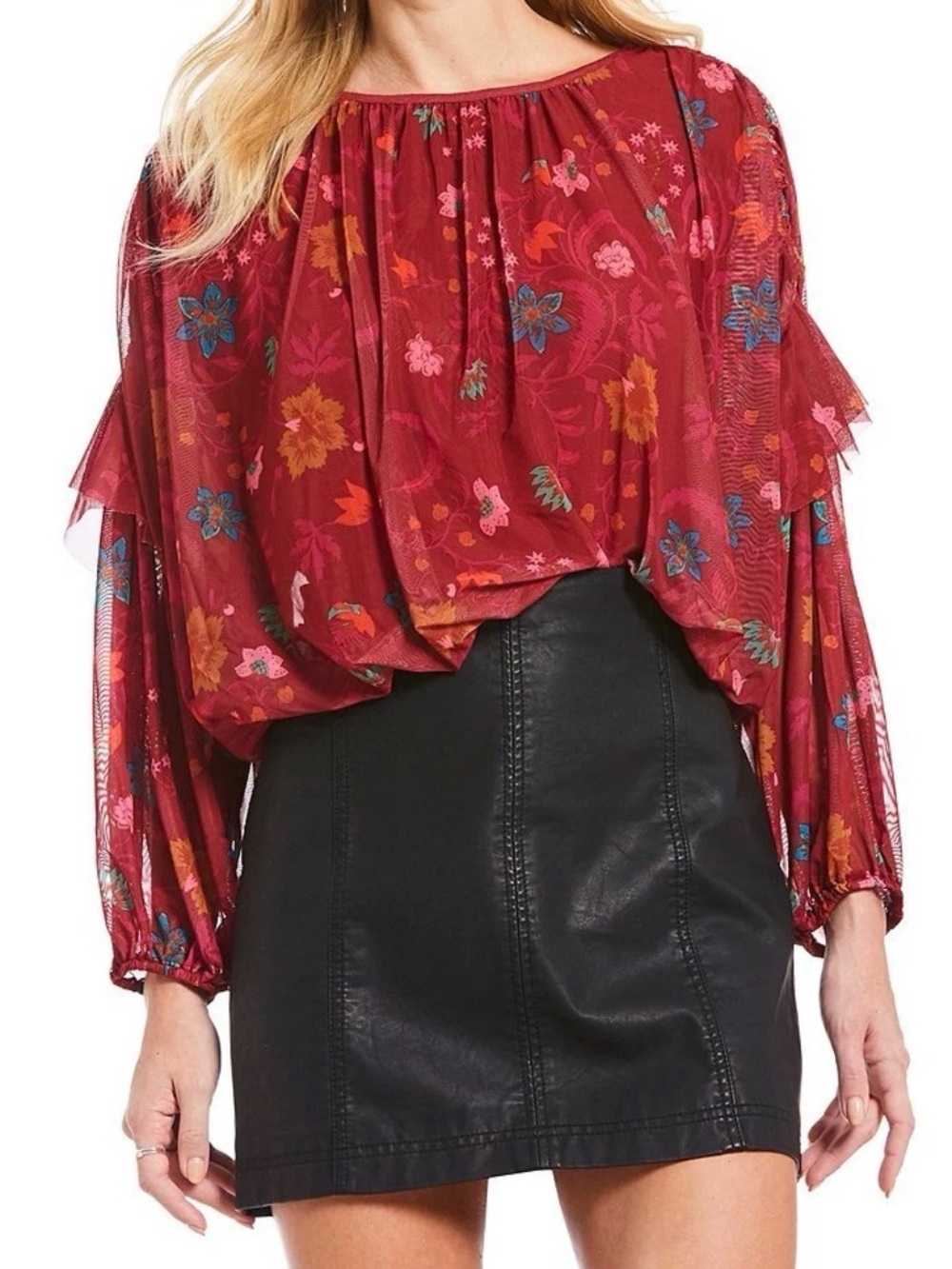 Free People Wildflower Honey Bohemian Festival Top Blouse Size Medium